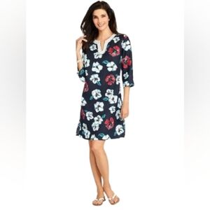 Talbots 100% Linen Floral Printed Shift Tunic Dress